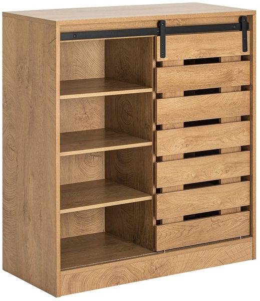SoBuy FSB65-N Schuhschrank, Spanplatte, Melamin, Helle Eiche, 80 x 89 x 35 cm