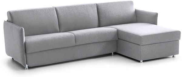 Dmora Schlafsofa mit Halbinsel Scordia, Wandelbares Ecksofa für das Wohnzimmer, gepolstert, abnehmbar, 100 % Made in Italy-Qualität, 260x160 h90 cm, Grau