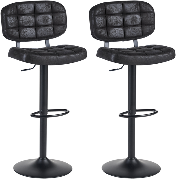 Set mit 2 Barhockern TILTON Kunstwildleder drehbar Schwarz
