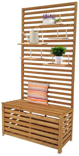Divit Aufbewahrungsbox Gartentruhe mit Regalen GR1 Gartenbank Pflanzregal