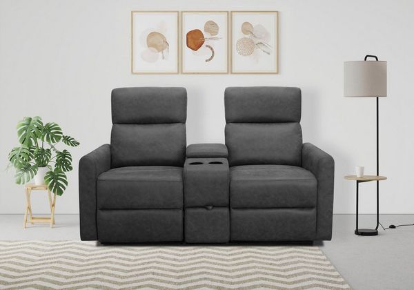 Home affaire 2-Sitzer Daoulas, 2er-Kinosofa, TV-Sessel, Multimedia-Sofa, Kinosofa mit Relaxfunktion, Getränkehalter und Stauraum