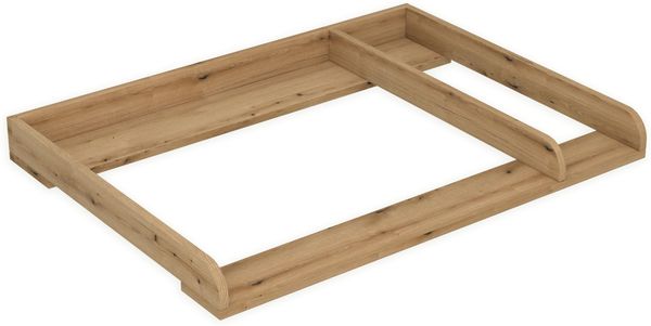 regalik Wickeltischaufsatz mit Teilung für IKEA MALM, Wickelkommoden-Aufsatz mit Trennfach, 48 cm Tiefe, abnehmbar, mit abgerundeter Front, für Wickeltisch oder Wickelkommode, Eiche, 80 × 72 cm