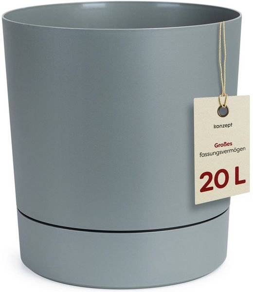 KONZEPT Blumentopf mit Untersetzer, großer Übertopf aus Kunststoff für Zimmerpflanzen (32,5 cm (20 Liter), modern und wetterfest, für Innen und Außen
