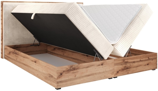 AN-MOEBEL4U Boxspringbett Boxspringbett TESSA in Stoff Cord, hochwertiger Topper aus hochelastischem Schaumstoff Bild 2