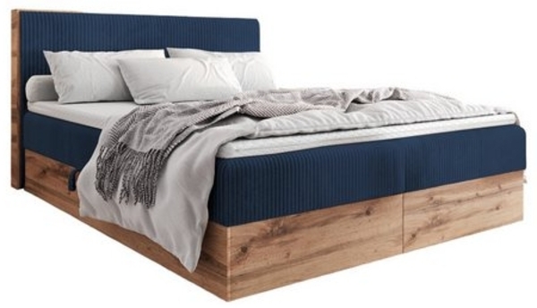 AN-MOEBEL4U Boxspringbett Boxspringbett TESSA in Stoff Cord, hochwertiger Topper aus hochelastischem Schaumstoff Bild 4