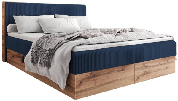 AN-MOEBEL4U Boxspringbett Boxspringbett TESSA in Stoff Cord, hochwertiger Topper aus hochelastischem Schaumstoff Bild 5