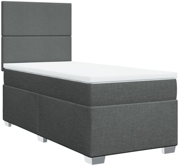 vidaXL Boxspringbett mit Matratze Dunkelgrau 90x200 cm Stoff 3292665 Bild 3