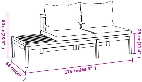 vidaXL 3-tlg. Garten-Lounge-Set mit Dunkelgrauen Kissen Massivholz Akazie 3087273 Bild 11
