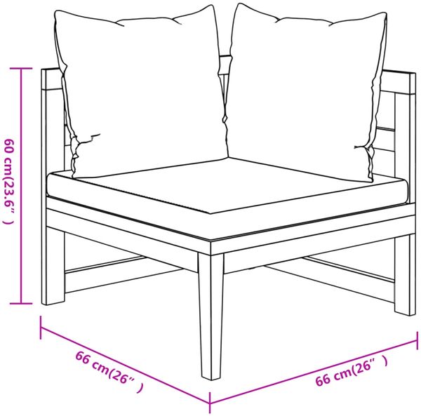vidaXL 3-tlg. Garten-Lounge-Set mit Dunkelgrauen Kissen Massivholz Akazie 3087273 Bild 12