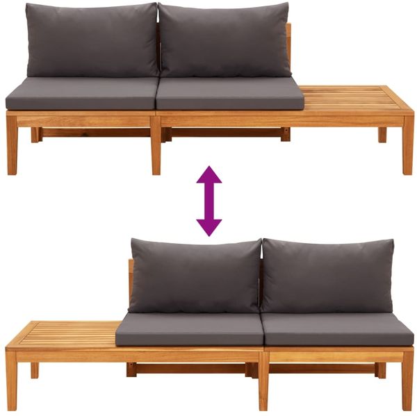 vidaXL 3-tlg. Garten-Lounge-Set mit Dunkelgrauen Kissen Massivholz Akazie 3087273 Bild 7