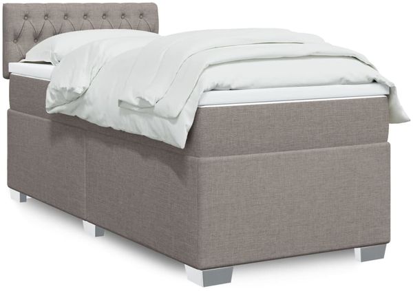 vidaXL Boxspringbett mit Matratze Taupe 90x200 cm Stoff 3285782