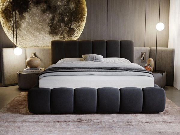 GrainGold Polsterbett mit Bettkästen CLOUD, Modern Bett mit Kopfteil - 200x200 cm, Anthrazit (1x Bett)