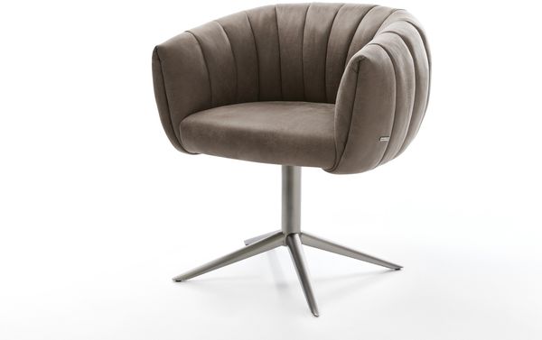 Drehstuhl Jada-Flex Mikrofaser Taupe Vintage Fußkreuz Graphit 360° drehbar Wippfunktion Taschenfederkern