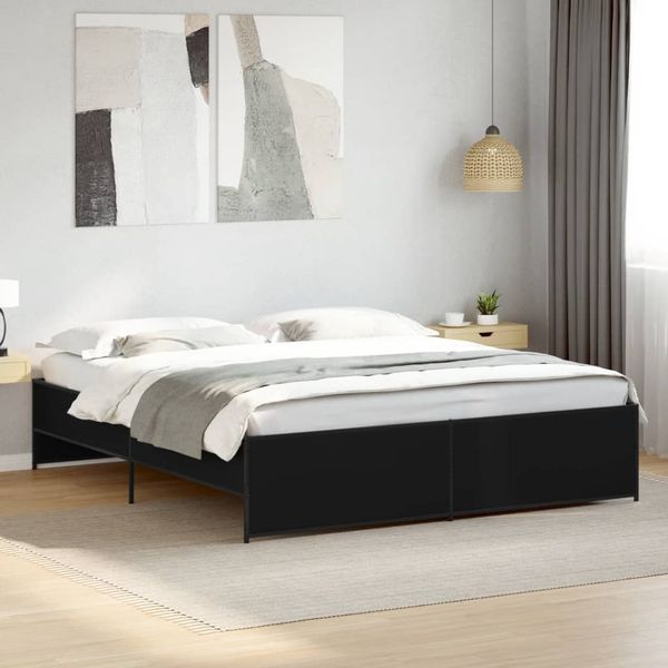 vidaXL Bettgestell Schwarz 200x200 cm Holzwerkstoff und Metall 3279867