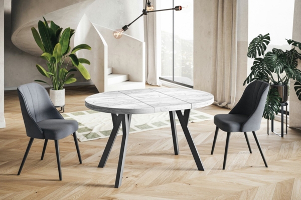 Alpi-Möbel Esstisch Wohnzimmertisch - Ausziehbarer runder Tisch 80-120 cm - Artisan Eiche, Ausziehbar, 1 x Einsatz 50 cm Bild 3