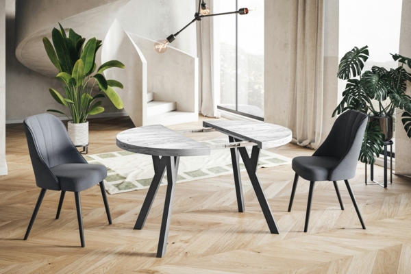 Alpi-Möbel Esstisch Wohnzimmertisch - Ausziehbarer runder Tisch 80-120 cm - Artisan Eiche, Ausziehbar, 1 x Einsatz 50 cm Bild 2