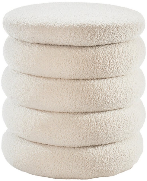 Kobolo Sitzhocker Hocker mit Aufbewahrung BAHATI – Bouclestoff (1 Stück, mit Aufbewahrungsfach)