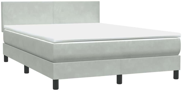 vidaXL Boxspringbett mit Matratze Hellgrau 140x210 cm Samt 3316017 Bild 3