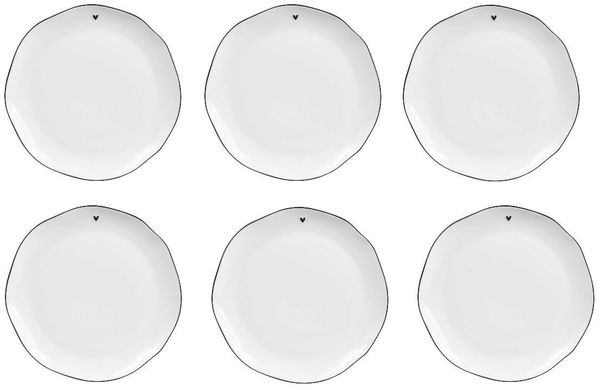 Bastion Collections Frühstücksteller Schwarzes Herz, Spülmaschinengeeignet, Weiß, Herz, H: cm