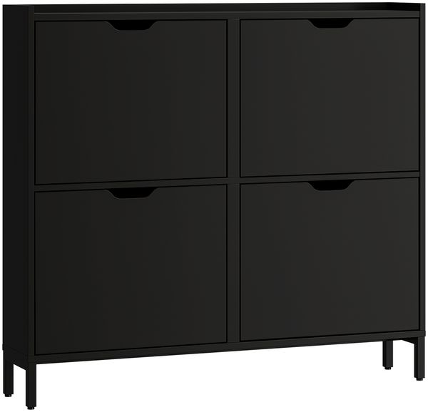 Bellamio 'Ceyhan' Schuhschrank mit 4 Klappen, schmales Schuhregal, schwarz, 100x19x90 cm, Schuhkipper für 8 paar Schuhe Bild 9