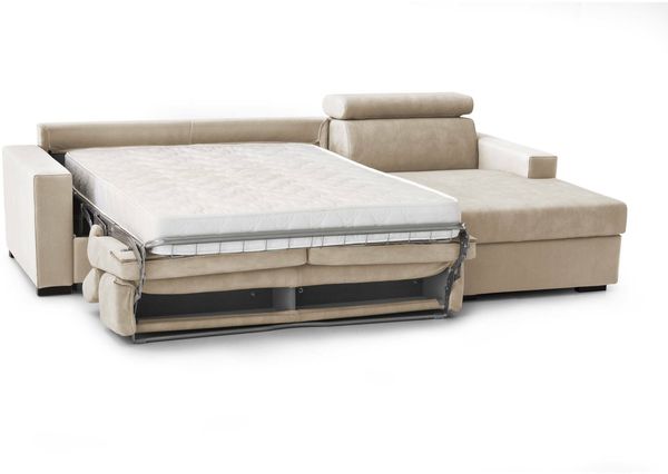 Dmora Schlafsofa mit Halbinsel Allevatore, Sofa mit Stauraum-Halbinsel rechts, Standard-Armlehnen, 100 % Made in Italy, cm 280 x 95 x 85 cm, Beige Bild 9