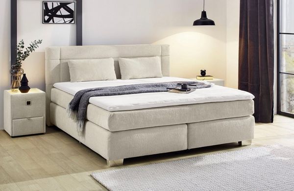 Jockenhöfer 'Romana Mix' Boxspringbett, 160x200 cm, Chenille Beige