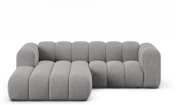 Micadoni Modulares Ecksofa Lupine 3-Sitzer Links Chenille Eden Hellgrau