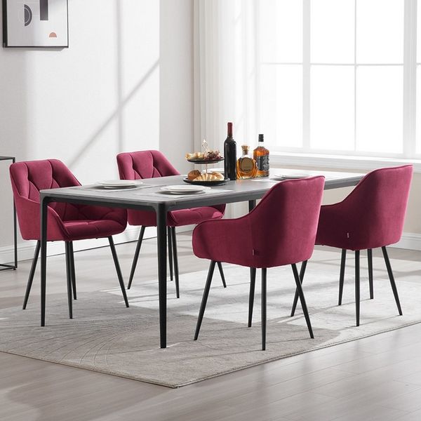 Woltu 4-Fußstuhl (Set, 4 St), Esszimmerstühle ergonomischer aus Samt
