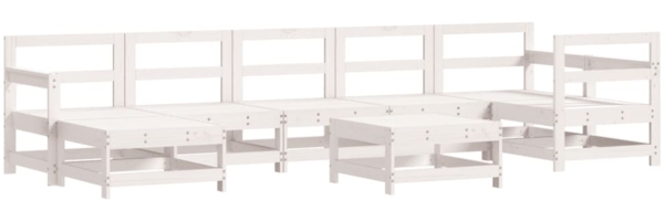 vidaXL 8-tlg. Garten-Lounge-Set Weiß Massivholz Kiefer 3186285