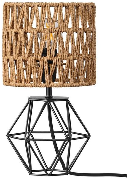 EDISHINE Nachttischlampe Moderne Tischlampe Industrial, LED wechselbar, 2700 K Warmweiß, Vintage Tischleuchte mit schwarzem Fuß und E14 Leuchtmittel