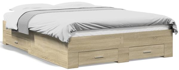 Doppelbett, Bettgestell Modernen mit Schubladen Sonoma-Eiche 140x190cm Holzwerkstoff d1621e