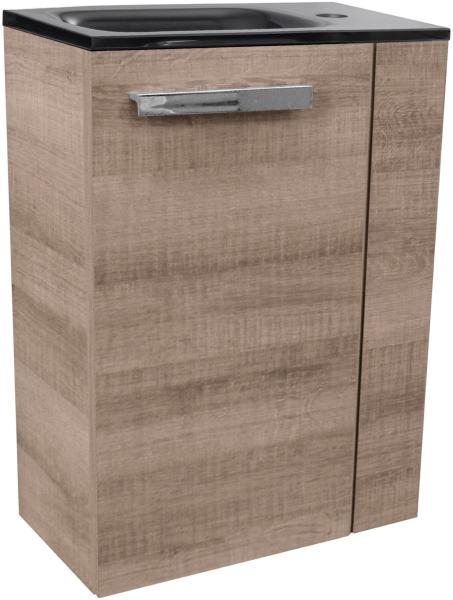 Fackelmann SBC A-VERO Gäste WC Set 2-teilig 45 cm, Braun hell, links, Glas Anthrazit