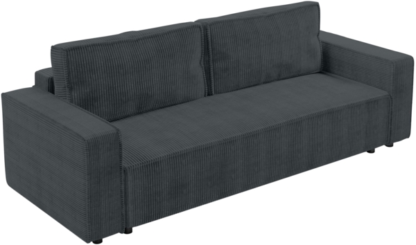 AX LIVING Aydin Cord Sofa 3 Sitzer Sofa mit Schlaffunktion Grau 238 cm Bild 3