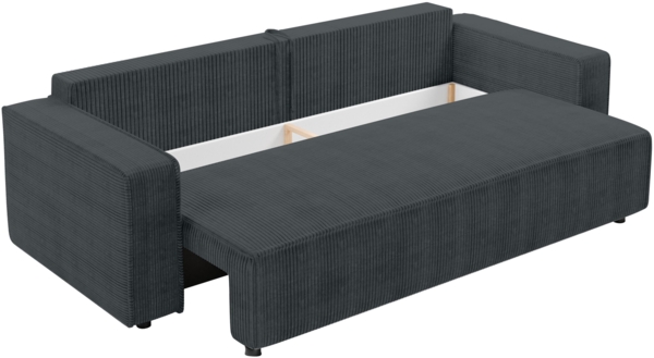 AX LIVING Aydin Cord Sofa 3 Sitzer Sofa mit Schlaffunktion Grau 238 cm Bild 5