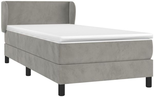 Einzelbett, Polsterbett mit Matratze Samt Hellgrau 90x200 cm Bild 3