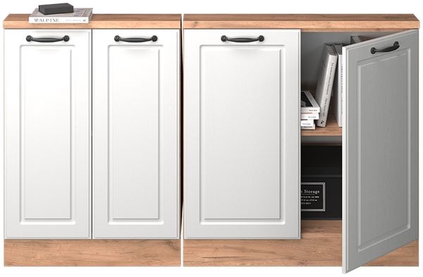 Küchenschrank für Dachschrägen R-Line Weiß Landhaus 140 cm 2er Set Vicco Bild 6