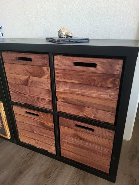 Kistenkolli Altes Land Allzweckkiste 4er Set Holzkiste Vintage Ocker passend für Ikea Kallax Expeditregale (Spar-Set, 4er Set)