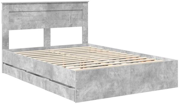 vidaXL Bettrahmen mit Kopfteil Beton Grau 140 x 190 cm Ingenieurs Holz 3409845 Bild 4
