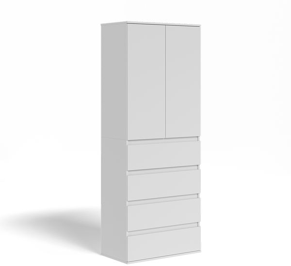Kleiderschrank Claus Weiß 74 x 191.5 cm mit 4 Schubladen Vicco