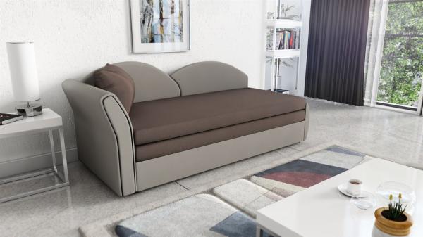 Sofa Schlafsofa inklusive Bettkasten ALINA / R- Stoff Alova Grau / Braun