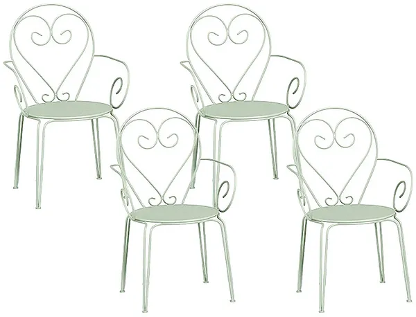 Vente-unique - GUERMANTES Garden dining set Metall Grün - B 52 cm x H 89 cm x L 48 cm