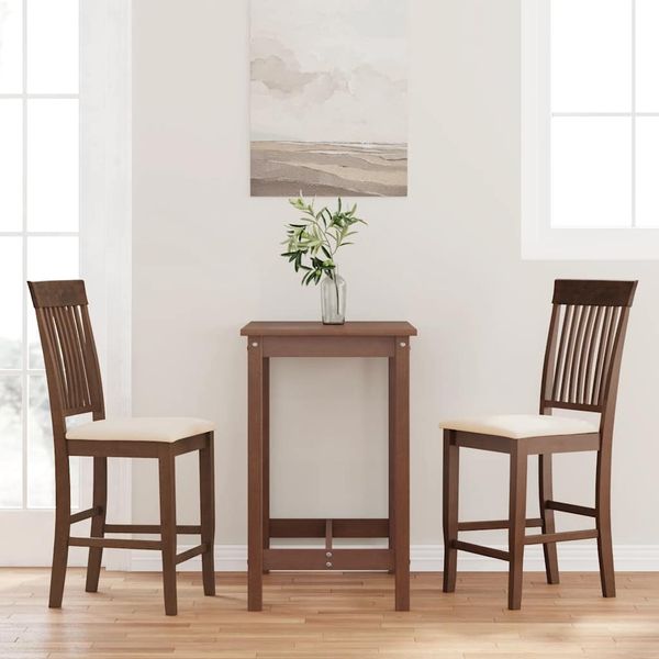 vidaXL Barhocker mit Kissen 2 Stk. Braun Massivholz Gummibaum 4102568