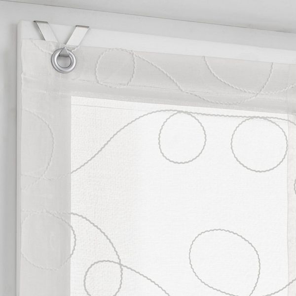 Kutti Raffrollo Jasmin, mit Hakenaufhängung, ohne Bohren, einfarbig, bestickt, matt, Polyester, pflegeleicht, mit Fensterhaken