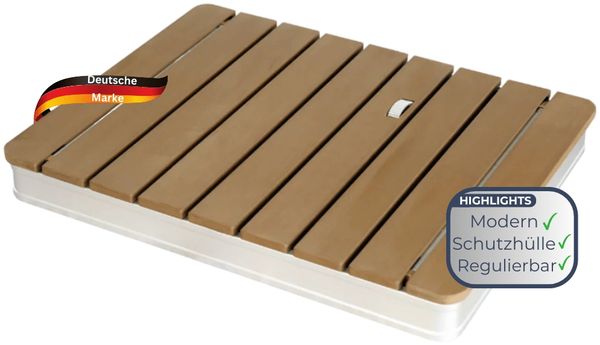Gartendusche Outdoor eckig TYLIX - WPC Bodendusche 4m Fontänenhöhe mit Fußrad | Außendusche rutschfest Saunadusche Campingdusche wetterfest