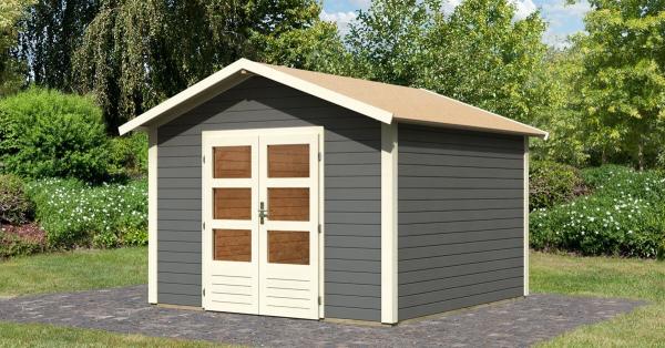 Gartenhaus Talkau 8 - 304x304 cm, 28 mm Holz terragrau, Karibu