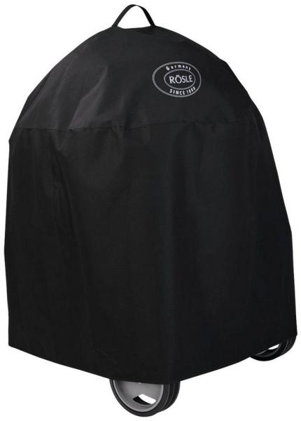 RÖSLE Holzkohle-Kugelgrill Abdeckhaube No. 1 F60/F60 AIR/G60, Hochwertige Schutzhülle aus 100% Polyester, mit praktischem Klettverschluss zum Fixieren, wasserdicht, 60cm, Schwarz