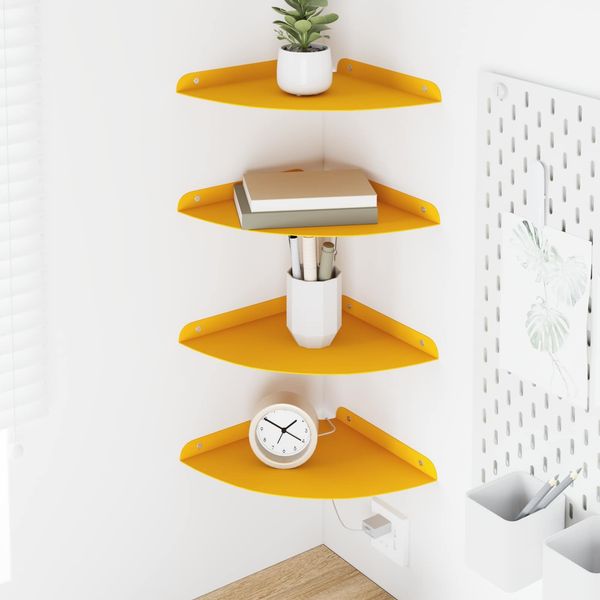 vidaXL Schwebendes Regal mit Regal 4 pcs Senfgelb 24 x 24 x 2 cm 8004105