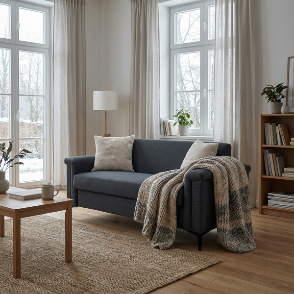 2-Sitzer-Sofa mit Feinleinenbezug & Metallfüßen, 172 x 72 x 82 cm, Dunkelgrau