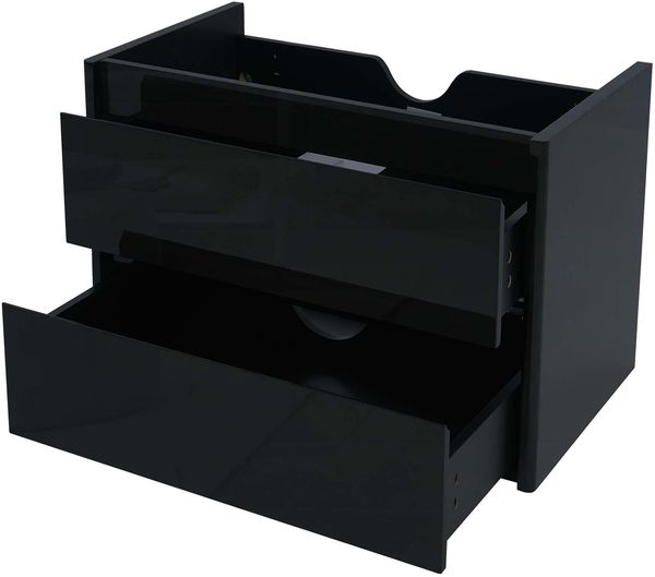 Waschbeckenunterschrank HWC-B19, Waschtischunterschrank Waschtisch Badezimmer, hochglanz Soft-Close 50x60cm ~ schwarz