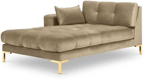 Micadoni Recamiere Mamaia 1-Sitzer Links Samt Bluvel Beige goldene Beine